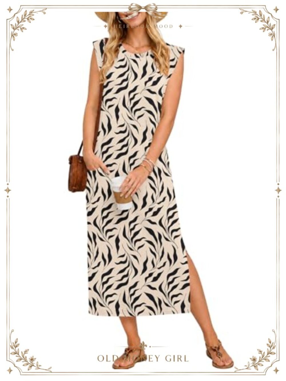 Women's Sleeveless Maxi Dress A-Line Sundress with Pockets